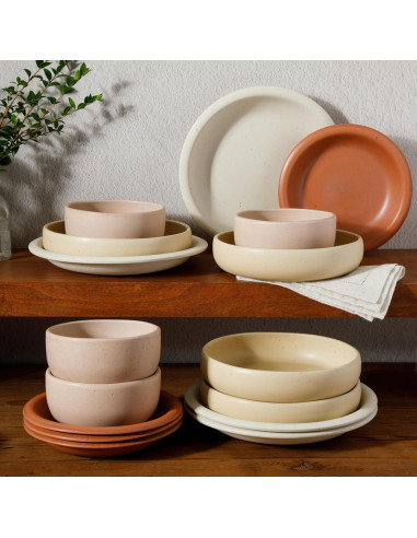 Juego de Platos y Cuencos Cerámica Bloomhouse Corsica Clay 16 Piezas
