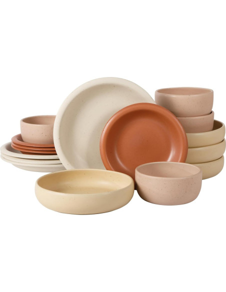 Juego de Platos y Cuencos Cerámica Bloomhouse Corsica Clay 16 Piezas
