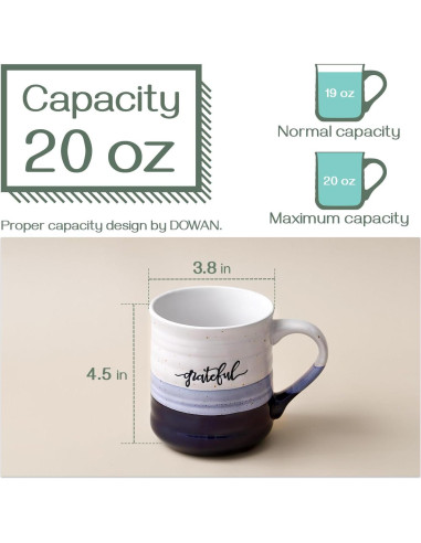 Tazas de Café DOWAN 510 ml Set de 2 con Mensajes Agradecido