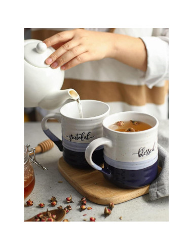 Tazas de Café DOWAN 510 ml Set de 2 con Mensajes Agradecido
