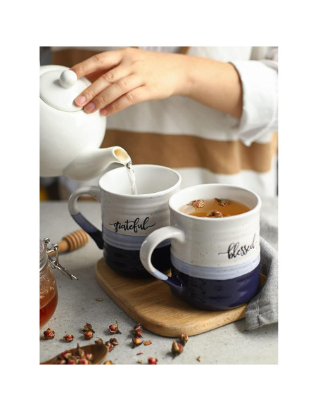 Tazas de Café DOWAN 510 ml Set de 2 con Mensajes Agradecido