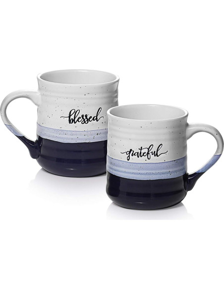Tazas de Café DOWAN 510 ml Set de 2 con Mensajes Agradecido
