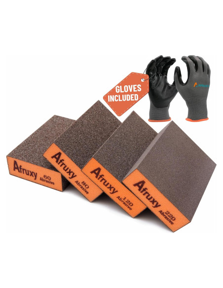 Esponjas de Lijado Afruxy 4-Pack con Guantes - Granos 60/80/120/220