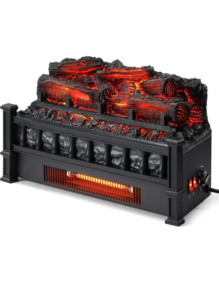 Calentador de Chimenea Eléctrico GarveeHome 20" Negro Efecto Llama