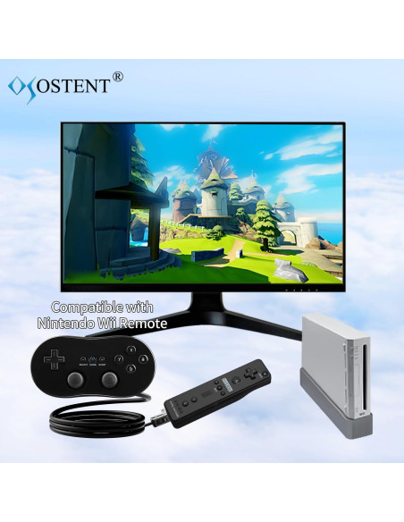 Controlador Clásico con Cable OSTENT para Nintendo Wii Negro