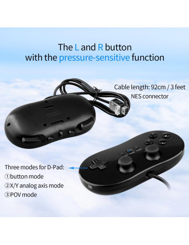 Controlador Clásico con Cable OSTENT para Nintendo Wii Negro