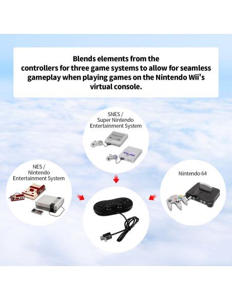 Controlador Clásico con Cable OSTENT para Nintendo Wii Negro