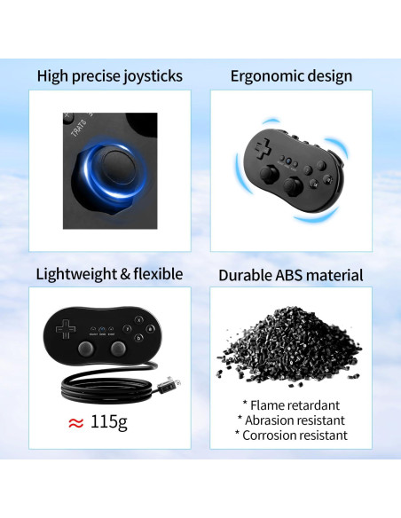 Controlador Clásico con Cable OSTENT para Nintendo Wii Negro