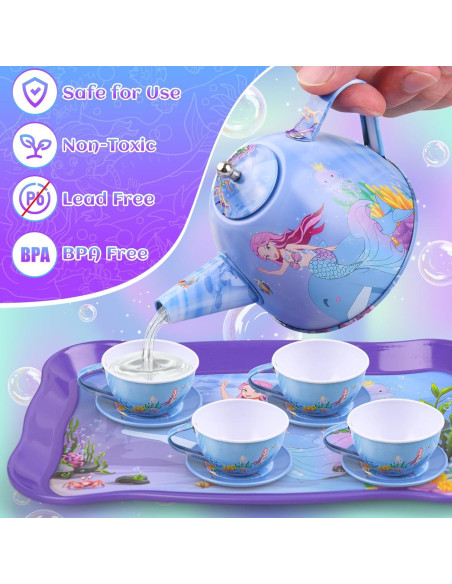 Juego de té Auney para niñas 36 piezas con estuche rosa