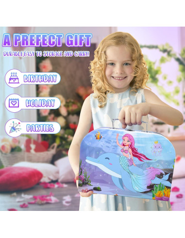 Juego de té Auney para niñas 36 piezas con estuche rosa