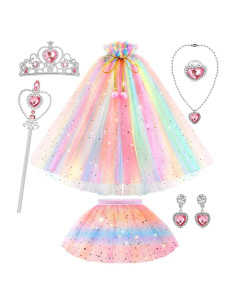 Vestido de Princesa para Niñas 4-6 Años con Capa y Accesorios