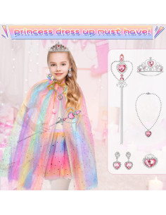 Vestido de Princesa para Niñas 4-6 Años con Capa y Accesorios 2