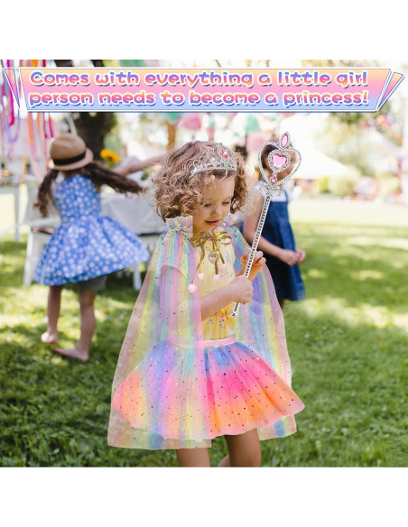 Vestido de Princesa para Niñas 4-6 Años con Capa y Accesorios