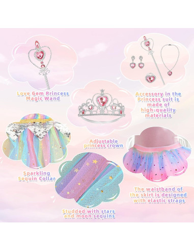 Vestido de Princesa para Niñas 4-6 Años con Capa y Accesorios