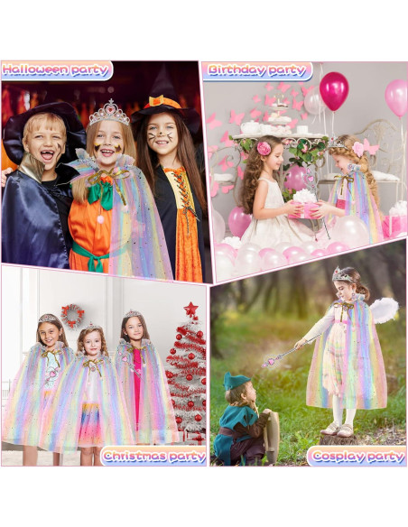 Vestido de Princesa para Niñas 4-6 Años con Capa y Accesorios