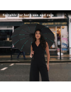 Paraguas Plegable Automático Doble Varilla UV UPF 50+ Negro 2