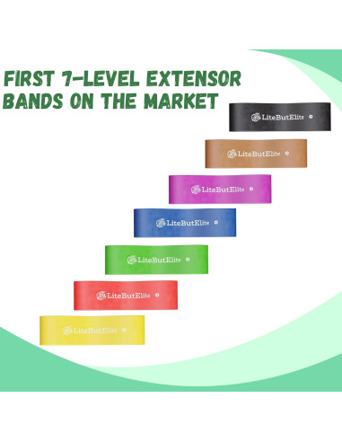 Bandas Extensoras de 7 Niveles LiteButElite para Rehabilitación