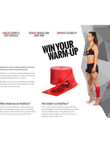 RockTape RockFloss Banda de Movilidad 5,08 cm Rojo