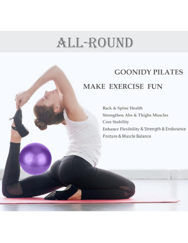 Pelota de Pilates Goonidy 22,86 cm Morada para Ejercicio