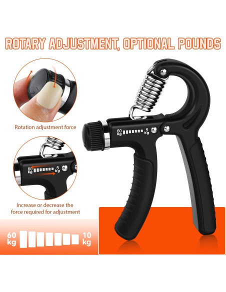 Fortalecedor de Agarre de Mano Tenalleys 11-132 lbs Negro