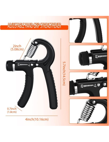 Fortalecedor de Agarre de Mano Tenalleys 11-132 lbs Negro