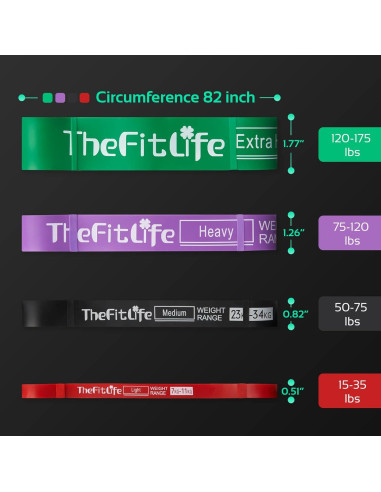 Bandas de Asistencia para Dominadas TheFitLife - 4 Niveles