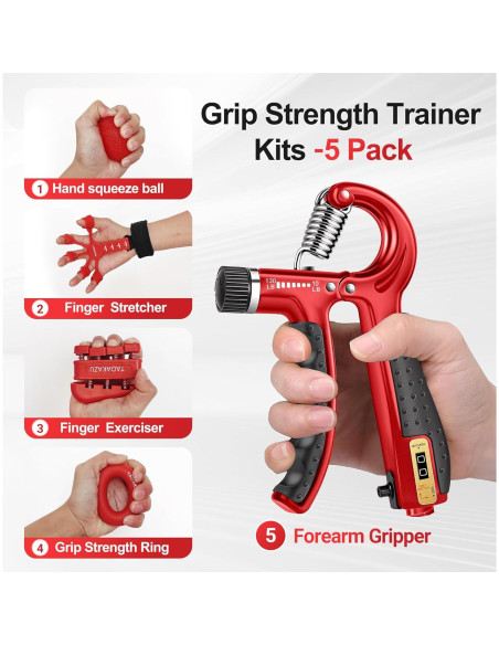 Kit de Entrenador de Fuerza de Agarre TADAKAZU 5 Piezas