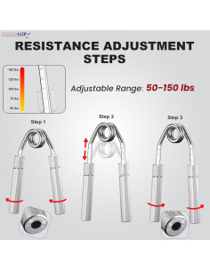 Entrenador de Fuerza de Agarre Ajustable NESOHC-LLEW 22.68-68.18 kg 2