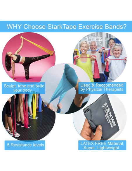 Conjunto de 5 Bandas de Resistencia Starktape - TPE Libre de Látex