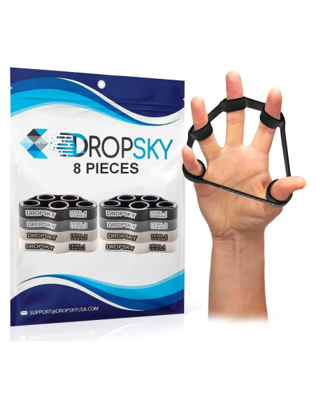Fortalecedor de Agarre de Dedos DropSky - 8 Piezas, 4 Niveles