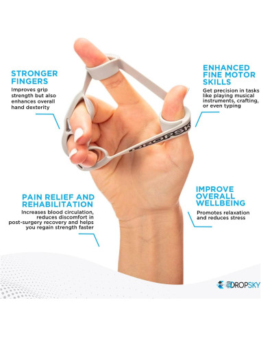 Fortalecedor de Agarre de Dedos DropSky - 8 Piezas, 4 Niveles