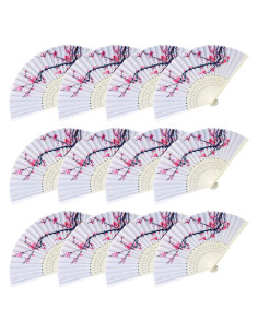12 Abanicos Plegables de Papel Flor de Cerezo LEFTSTARER