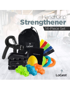 Juego de Fortalecedores de Agarre Logest 14 Piezas Resistencia Ajustable 2