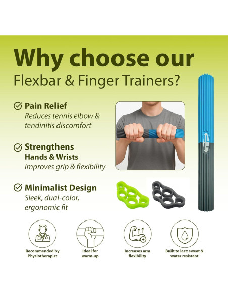 Flexbar y Entrenadores de Dedos THERAPHY FIT - Alivio Codo y Muñeca
