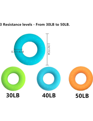 Entrenador de Fuerza de Agarre FMELAH 3 Niveles Silicona