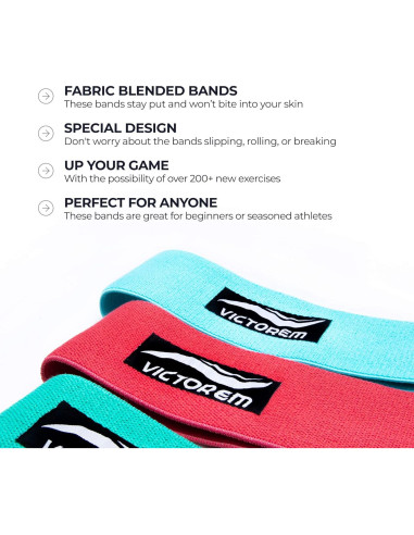 Conjunto de Bandas de Resistencia Victorem - 3 Unidades Antideslizantes
