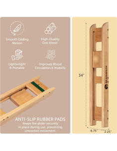Deslizador de Rehabilitación de Rodilla y Cadera RejuvaPath - Madera de Roble Ligera 2