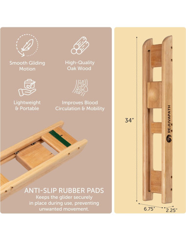 Deslizador de Rehabilitación de Rodilla y Cadera RejuvaPath - Madera de Roble Ligera