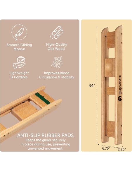 Deslizador de Rehabilitación de Rodilla y Cadera RejuvaPath - Madera de Roble Ligera
