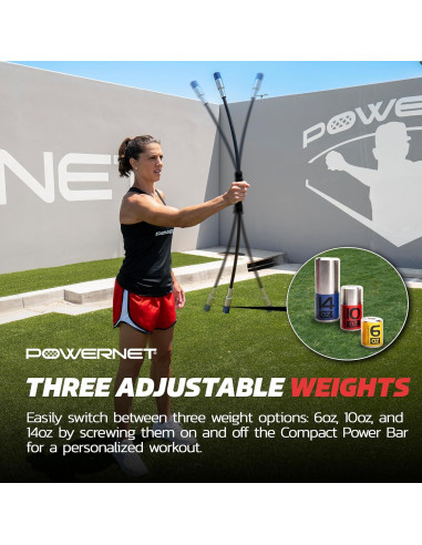Barra de Poder Compacta PowerNet para Hombros - 3 Pesas Intercambiables