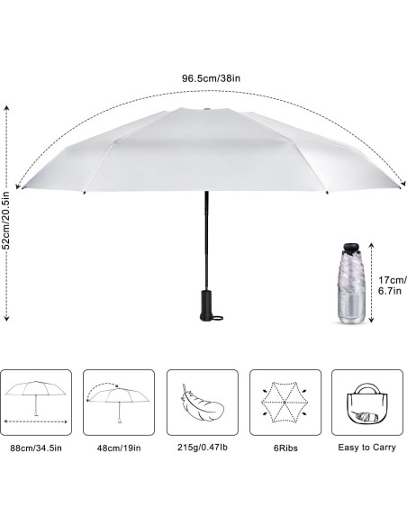 Mini Paraguas de Viaje ECOBRELLA Púrpura UPF 50+ Compacto