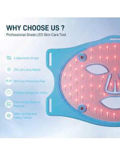 Máscara Facial LED Weetall 276 LEDs Terapia Luz Roja 2