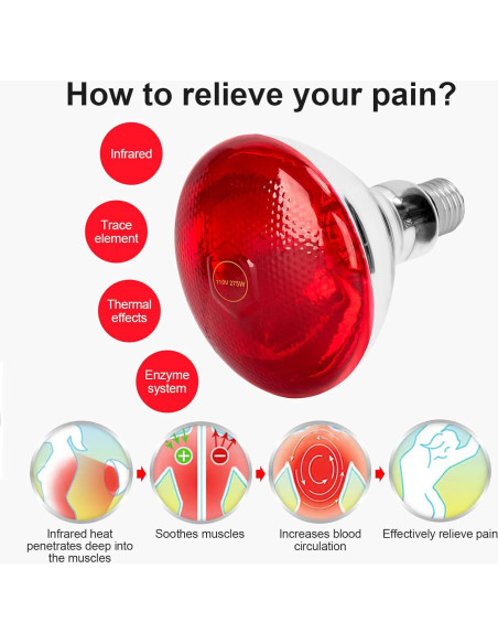 Bombilla Infrarroja 275W Hoakya E26/E27 Terapia Luz Roja