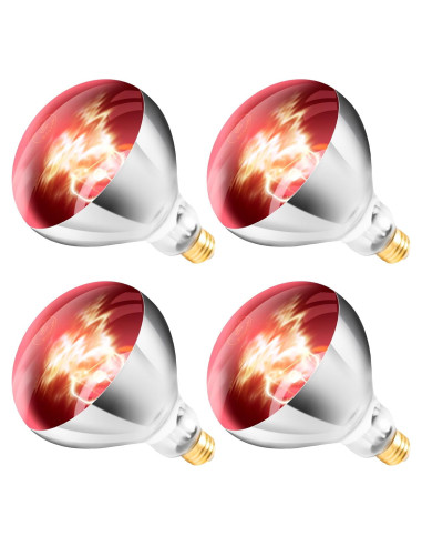 Bombillas de Calor Infrarrojo R40 ZENHAGU 250W Rojo 4 Unidades