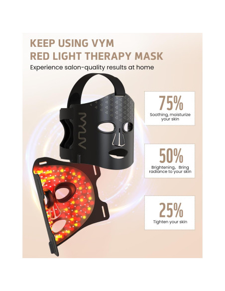 Máscara de Luz Roja VYM LED Terapia Facial Inalámbrica 5 Modos