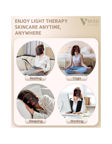 Máscara de Luz Roja VYM LED Terapia Facial Inalámbrica 5 Modos