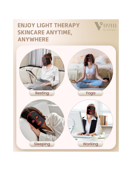 Máscara de Luz Roja VYM LED Terapia Facial Inalámbrica 5 Modos