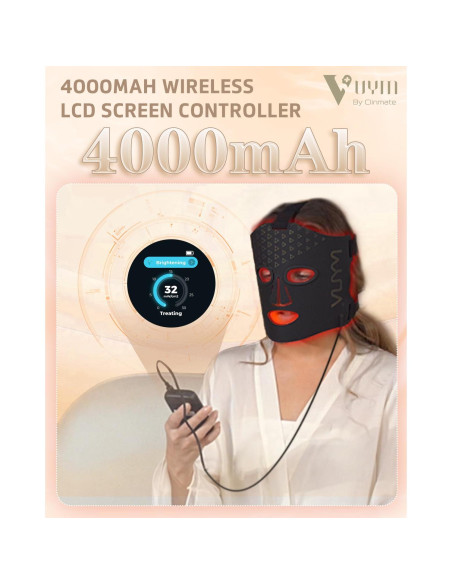 Máscara de Luz Roja VYM LED Terapia Facial Inalámbrica 5 Modos