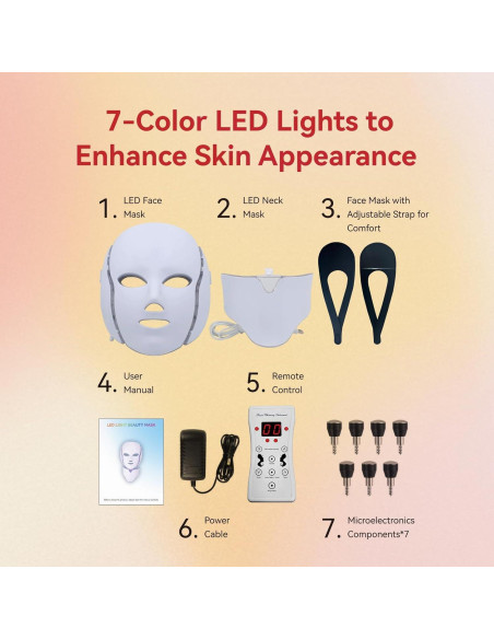 Máscara de Luz LED BeaRay 7 Colores para Cuidado Facial