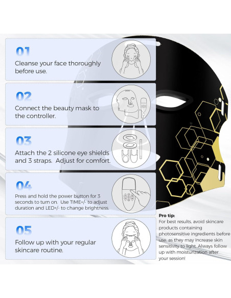 Máscara de Luz LED Aolady para Cara - Terapia Antienvejecimiento